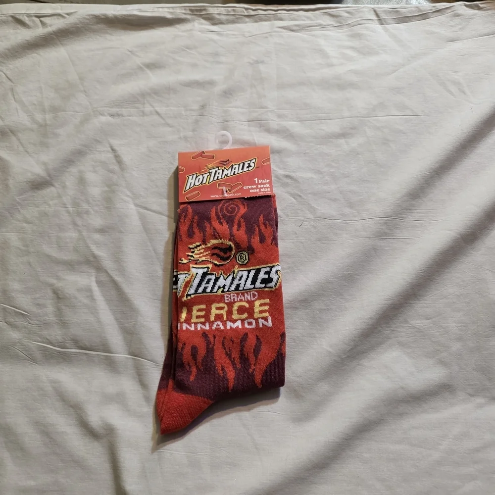 Novelty Hot Tamales Candy Red Socks Unisex Size 6-12